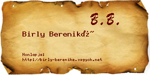 Birly Bereniké névjegykártya